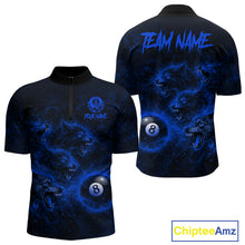 Load image into Gallery viewer, Horror Wolfs Blue Flames Smoke Pool 8 Ball Men Billiard Shirt Custom Ball Billiard Team Attire NYN2622