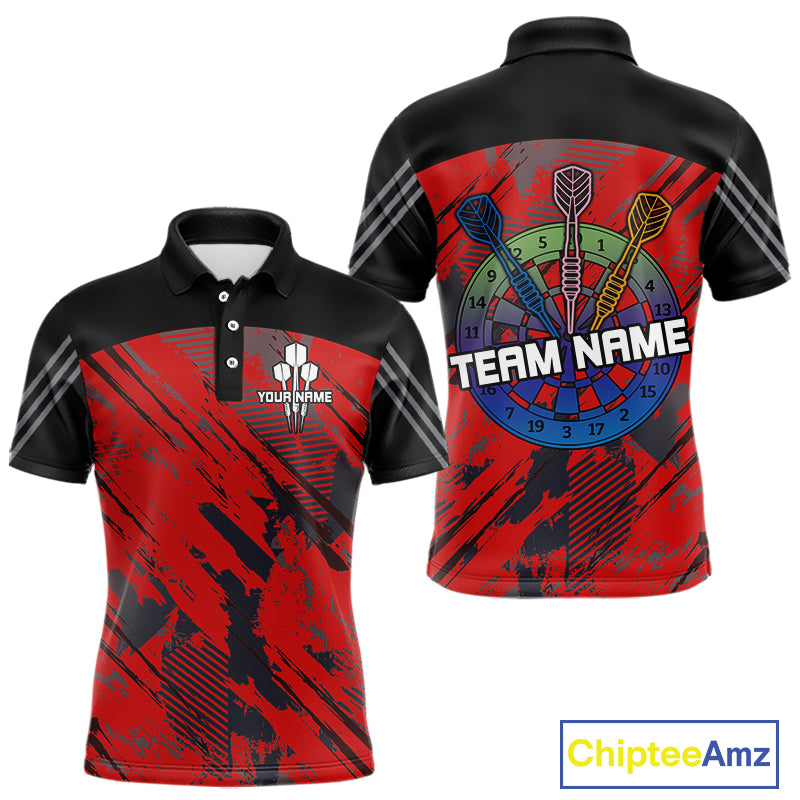 Multi-Color Dartboard Custom Polo & 1/4 Zip Dart Shirt For Men, Dart Team Jerseys NYN0220