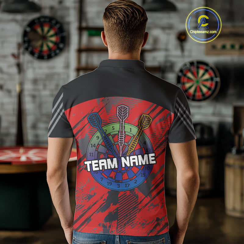 Multi-Color Dartboard Custom Polo & 1/4 Zip Dart Shirt For Men, Dart Team Jerseys NYN0220