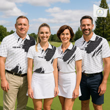 Load image into Gallery viewer, Black Leopard Pattern Mens Golf Polo Shirt Custom White Golf Ball Pattern Golf Team Outfits NYN3393