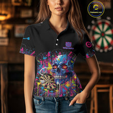 Load image into Gallery viewer, Custom Butterfly Skull Splatter Dartboard Women Darts Polo Shirt Colorful Dart Jerseys NYN1830