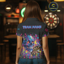 Load image into Gallery viewer, Custom Butterfly Skull Splatter Dartboard Women Darts Polo Shirt Colorful Dart Jerseys NYN1830