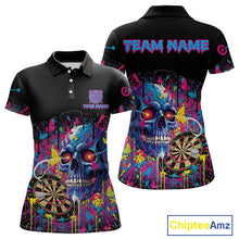 Load image into Gallery viewer, Custom Butterfly Skull Splatter Dartboard Women Darts Polo Shirt Colorful Dart Jerseys NYN1830