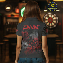 Load image into Gallery viewer, Custom Red Splatter Rose Dartboard Grunge Darts Polo Shirt For Women Outfit Dart Jerseys NYN1832