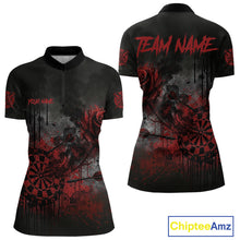 Load image into Gallery viewer, Custom Red Splatter Rose Dartboard Grunge Darts Quarter-Zip Shirt For Women Outfit Dart Jerseys NYN1832