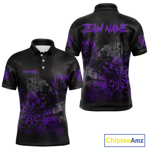 Custom Purple Splatter Rose Dartboard Grunge Darts Polo Shirt For Men Outfit Dart Jerseys NYN1833