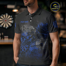 Load image into Gallery viewer, Custom Blue Splatter Rose Dartboard Grunge Darts Polo Shirt For Men Outfit Dart Jerseys NYN1834
