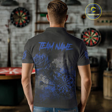 Load image into Gallery viewer, Custom Blue Splatter Rose Dartboard Grunge Darts Polo Shirt For Men Outfit Dart Jerseys NYN1834