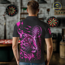 Load image into Gallery viewer, Pink Neon Tiger Lightning Dartboard Men Dart Polo Shirts Custom Name &amp; Team Dart Jerseys NYN2098