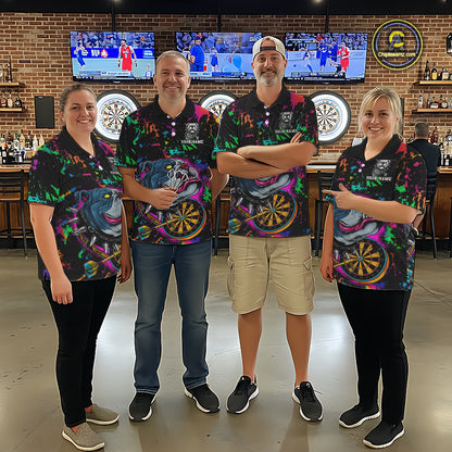 Custom Colorful Bulldog Dartboard 3D Funny Dart Shirts Polo For Men Dart League Jerseys NYN2107
