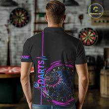 Load image into Gallery viewer, Custom Blue And Pink Darts Funny Bulldog Dart Shirts Polo For Men Dart League Jerseys NYN2108
