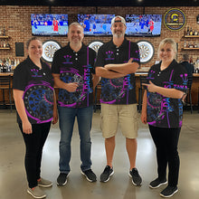 Load image into Gallery viewer, Custom Blue And Pink Darts Funny Bulldog Dart Shirts Polo For Men Dart League Jerseys NYN2108