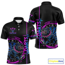 Load image into Gallery viewer, Custom Blue And Pink Darts Funny Bulldog Dart Shirts Polo For Men Dart League Jerseys NYN2108