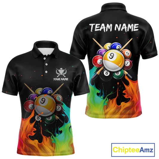 Splatter Paint Men's Billiard Ball Shirt Personalized 8 Ball Cue Billiard Team Shirt NYN2335