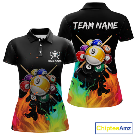 Splatter Paint Women's Billiard Ball Shirt Personalized 8 Ball Cue Billiard Team Shirt NYN2335