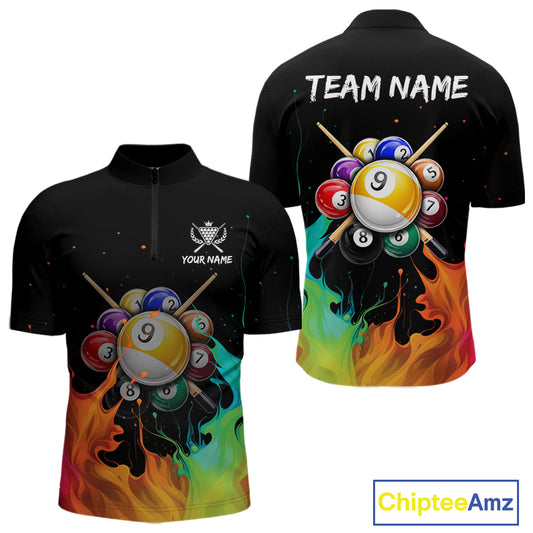 Splatter Paint Men's Billiard Ball Shirt Personalized 8 Ball Cue Billiard Team Shirt NYN2335