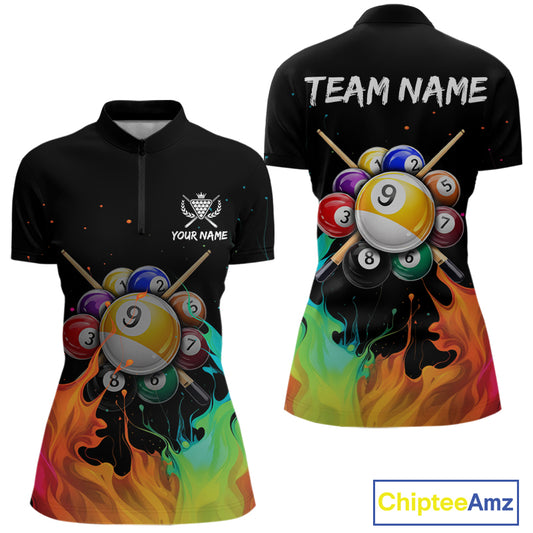 Splatter Paint Women's Billiard Ball Shirt Personalized 8 Ball Cue Billiard Team Shirt NYN2335