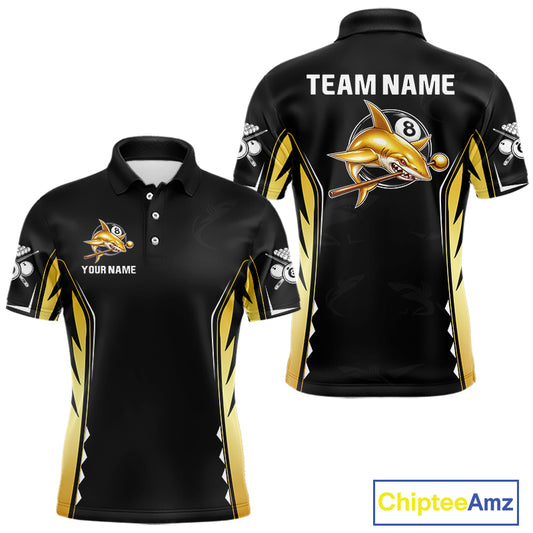 Funny Gold Shark Ball 8 & Cue Billiard Shirts For Men Personalized Billiard Attire Gifts NYN2341