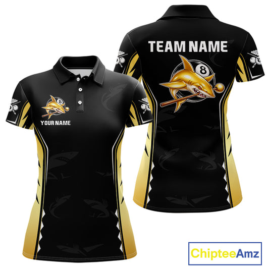 Funny Gold Shark Ball 8 & Cue Billiard Shirts For Women Personalized Billiard Attire Gifts NYN2341
