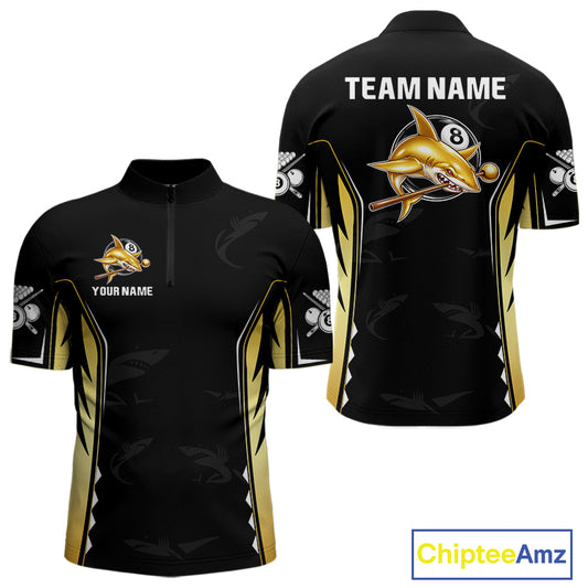 Funny Gold Shark Ball 8 & Cue Billiard Shirts For Men Personalized Billiard Attire Gifts NYN2341