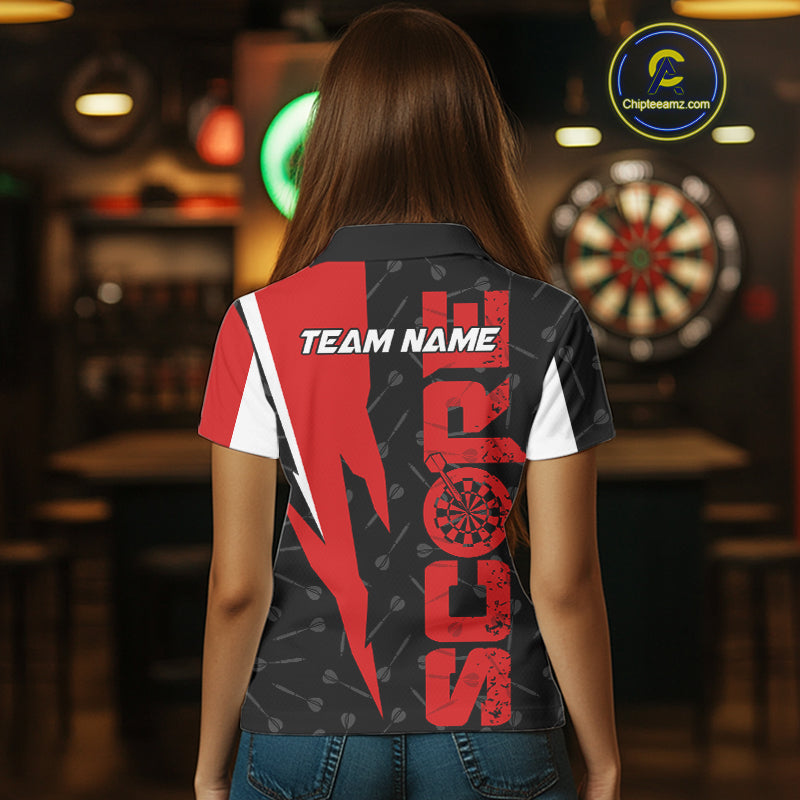 Red Score Dartboard Grunge Darts Shirt For Women - Custom Name & Team Jersey NYN0612