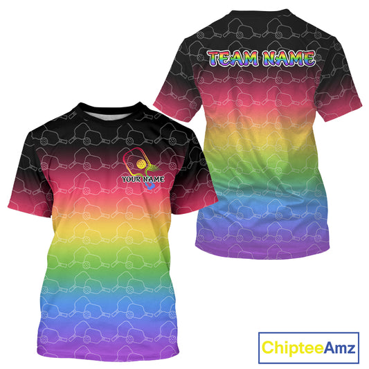 Custom LGPT Pride Colorful Pickleball Unisex T-Shirt Pickleball Jerseys For LGPTQ+ Fans NYN0914