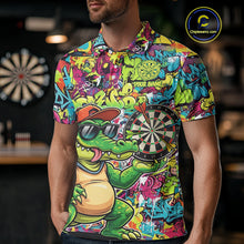 Load image into Gallery viewer, Cool Crocodile Dartboard Graffiti Darts Polo Shirt For Men Custom Funny Dart Jerseys NYN1852
