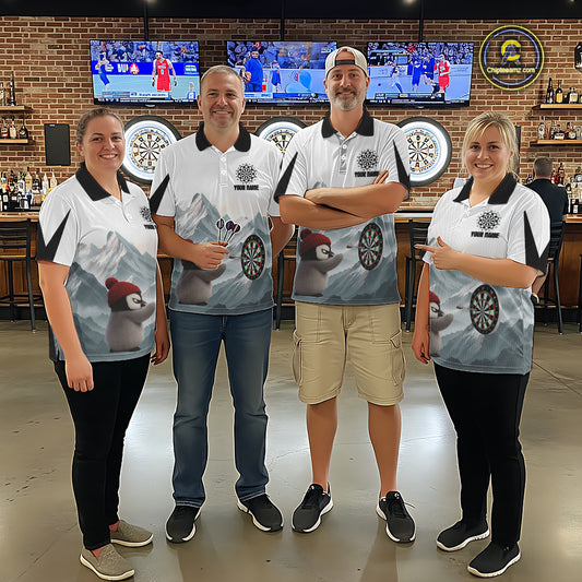 Cold Fierce Penguin Duo Play Darts Men Darts 1/4-Zip Shirt Personalized Name For Darters NYN2356