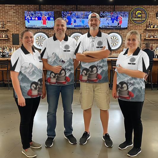 Boxing Fierce Penguin Duo Couple Men Darts 1/4-Zip Shirt Custom Funny Dart Team Jerseys NYN2357