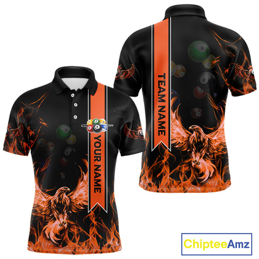 Personalized Fire Flame Pool Men's Billiard Balls Team Shirt Phoenix Billiard Attire|Yellow NYN2369
