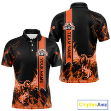 Load image into Gallery viewer, Custom Orange Ribbon Flames Phoenix Dart Shirts For Men Dart Tournament Team Jerseys NYN0069
