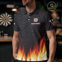 Load image into Gallery viewer, Fire Flame Custom Dartboard In Dripping Skulls Dart Shirts For Men, Dart Jerseys NYN0070