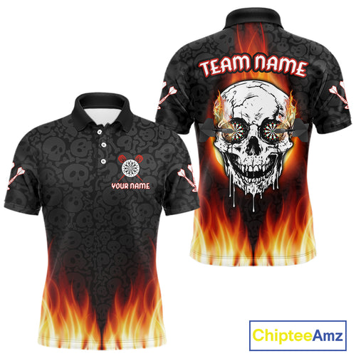 Fire Flame Custom Dartboard In Dripping Skulls Dart Shirts For Men, Dart Jerseys NYN0070