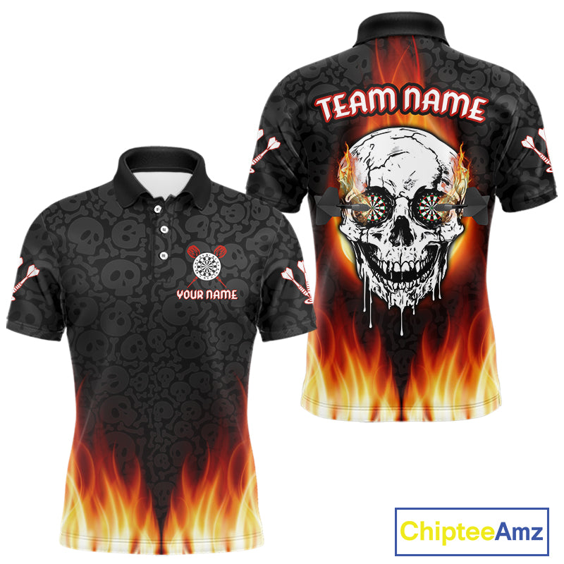 Fire Flame Custom Dartboard In Dripping Skulls Dart Shirts For Men, Dart Jerseys NYN0070