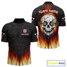 Load image into Gallery viewer, Fire Flame Custom Dartboard In Dripping Skulls Dart Shirts For Men, Dart Jerseys NYN0070