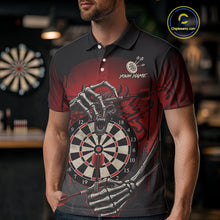 Load image into Gallery viewer, Custom Devil Skeleton Red Dripping Dartboard Men Darts Polo Shirt Outfits Dart Jerseys NYN1855