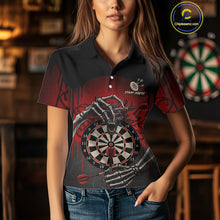 Load image into Gallery viewer, Custom Devil Skeleton Red Dripping Dartboard Women Darts Polo Shirt Outfits Dart Jerseys NYN1855