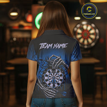 Load image into Gallery viewer, Custom Devil Skeleton Blue Dripping Dartboard Women Darts Polo Shirt Outfits Dart Jerseys NYN1856