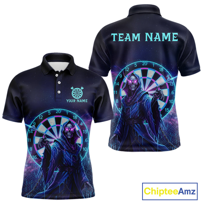 Custom Galaxy Purple Grim Reaper Dartboard Men Darts Polo Shirt Colorful Dart Jerseys NYN1865