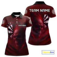 Load image into Gallery viewer, Custom Red Smokes Skull Dartboard Dart Women Polo Shirt Outfits Dart Jerseys NYN1566