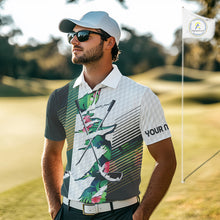 Load image into Gallery viewer, Mens Tropical Golf Shirts Monstera Pattern Golf Clothing Custom Green Golf Polo, Golf Upf Shirts NYN2996