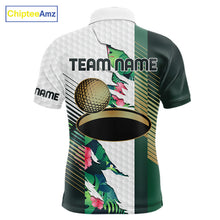 Load image into Gallery viewer, Mens Tropical Golf Shirts Monstera Pattern Golf Clothing Custom Green Golf Polo, Golf Upf Shirts NYN2996