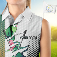 Load image into Gallery viewer, Womens Tropical Golf Shirts Monstera Pattern Golf Clothing Custom Green Golf Sleeveless Polo, Golf Upf Shirts NYN2996