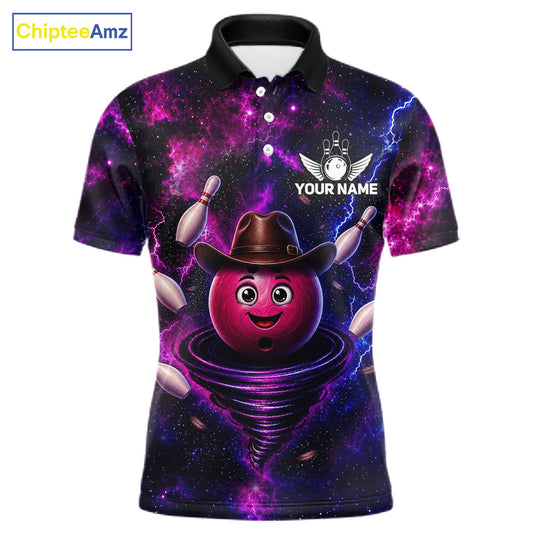 Funny Cowboy Bowling Ball Shirt For Men Custom Galaxy Tornado Bowling Team Jersey