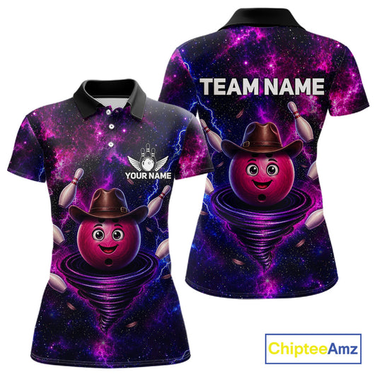 Funny Cowboy Bowling Ball Shirt For Women Custom Galaxy Tornado Bowling Team Jersey
