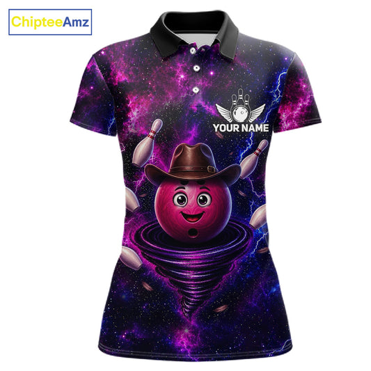 Funny Cowboy Bowling Ball Shirt For Women Custom Galaxy Tornado Bowling Team Jersey