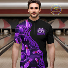 Load image into Gallery viewer, Purple Thunder Custom Mens Bowling Ball &amp; Pin Shirts, Bowling Team Jerseys For Bowlers NYN3418