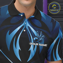 Load image into Gallery viewer, Male bowler wearing blue lightning bowling jersey during USBC tournament, premium sportswear for gamers and technology professionals, symbolizing confidence, intelligence and leadership