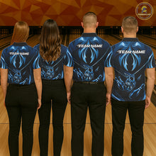 Load image into Gallery viewer, Bowling team wearing matching blue lightning jerseys during championship competition, representing unity, teamwork, discipline and competitive excellence.