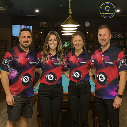 Grunge Paint Splatter Pink Ball 8 Billiard Shirts For Men Personalized Billiard Attire Gifts NYN2789